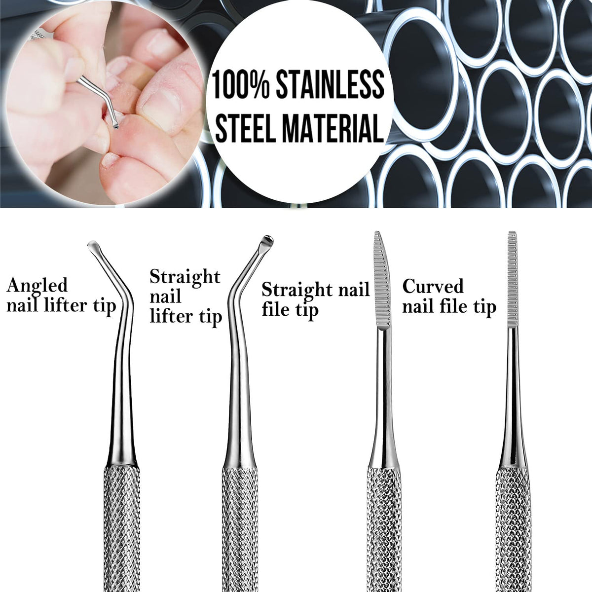FAMILIFE polished stainless steel texture detail highlighting rust-resistant finish