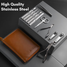 FAMILIFE full kit laid out flat, shows all 11 stainless steel tools clearly