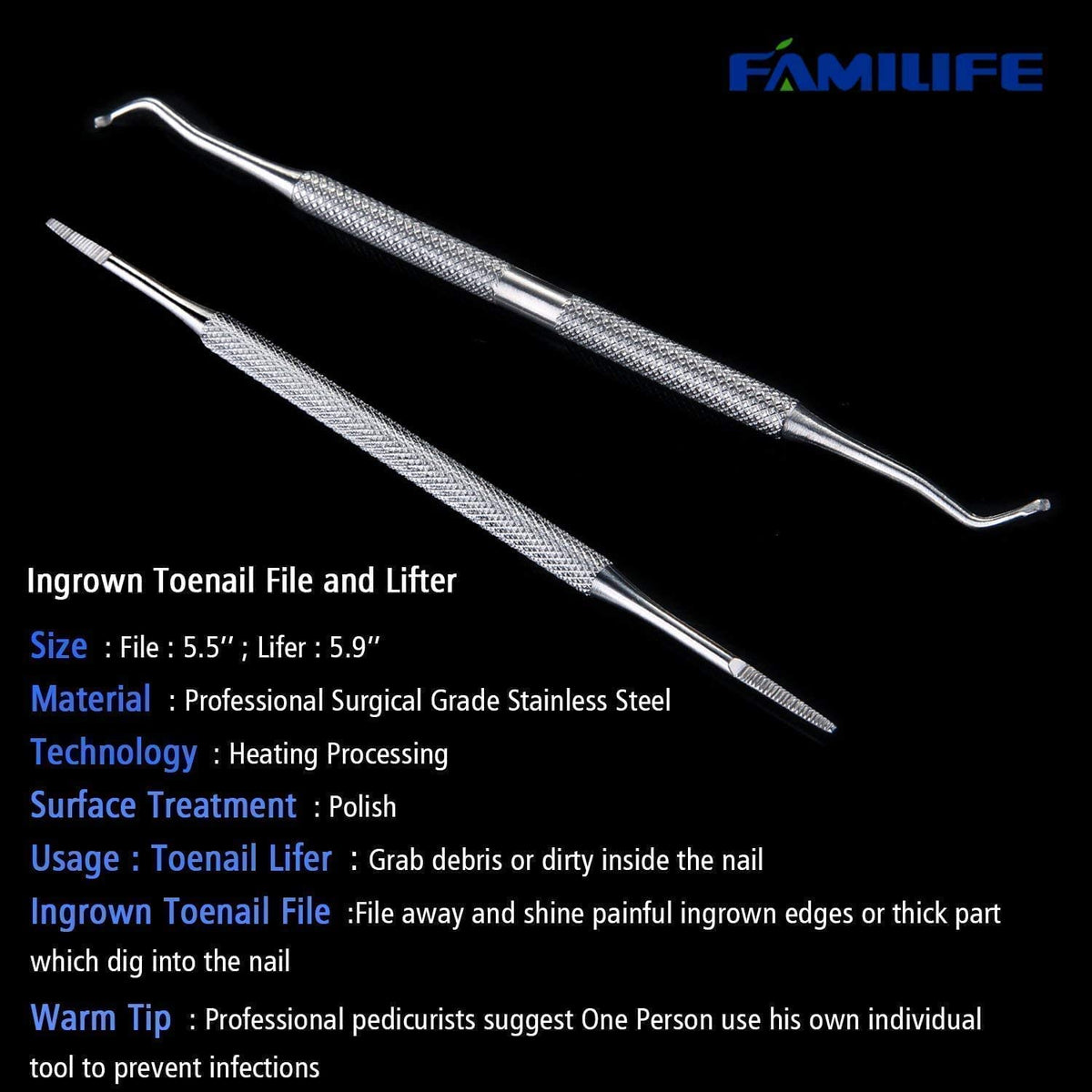 FAMILIFE tools held in hand to show scale and ergonomic grip for controlled use