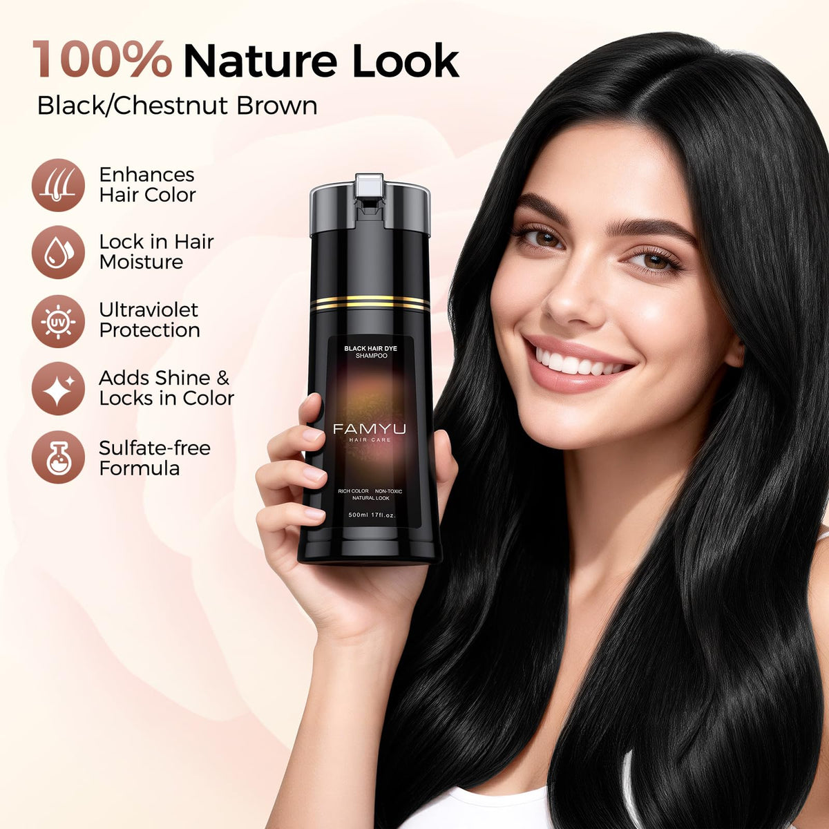 Famyu shampoo foam close-up showing texture and conditioning benefits on hair
