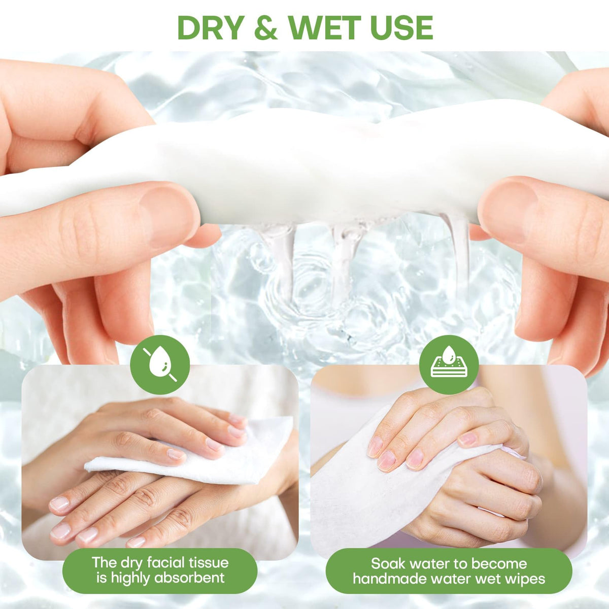 fancyou towel wiping makeup from face showing gentle, disposable cleansing