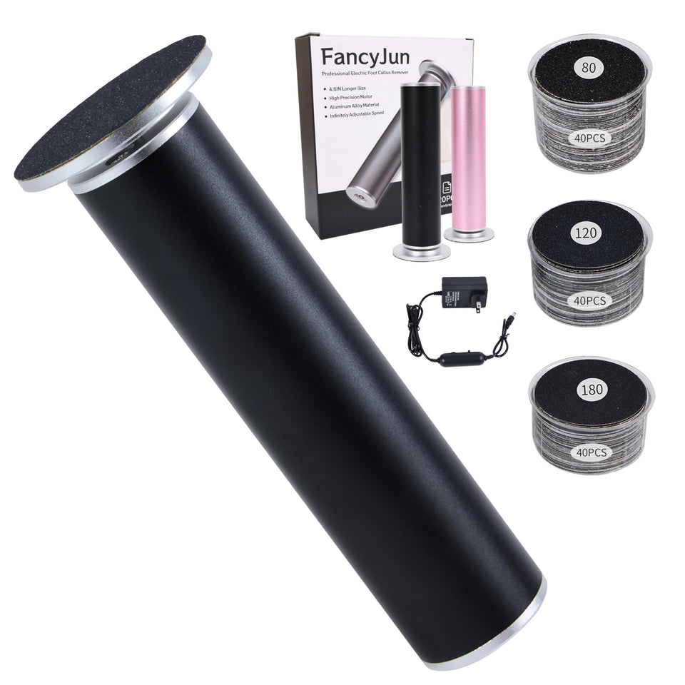 FancyJun front view of device showing ergonomic aluminum body and easy controls, for comfortable exfoliation