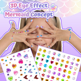 Fandamei detail of 3D rhinestone and face gems adding sparkle and dimension