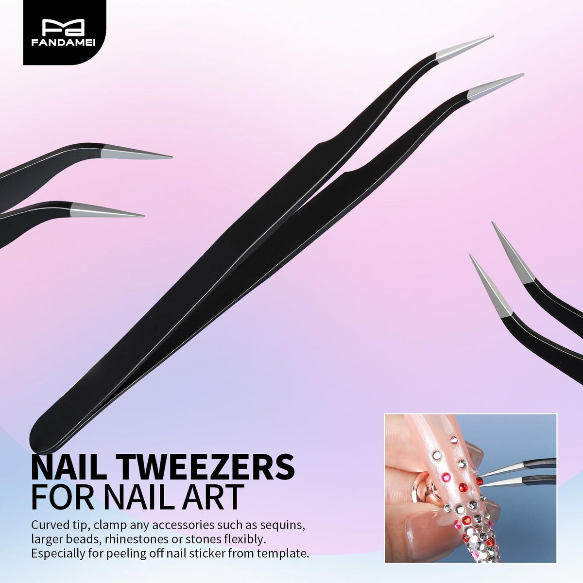 Fandamei brush painting a floral nail design for accurate control