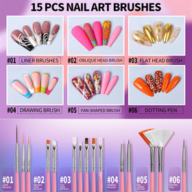 Fandamei close-up of acrylic brushes for crisp nail art strokes