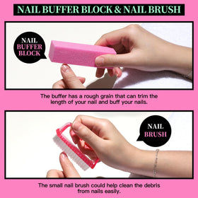 Fandamei pink buffer block and polishing pads delivering smooth shiny nail surfaces