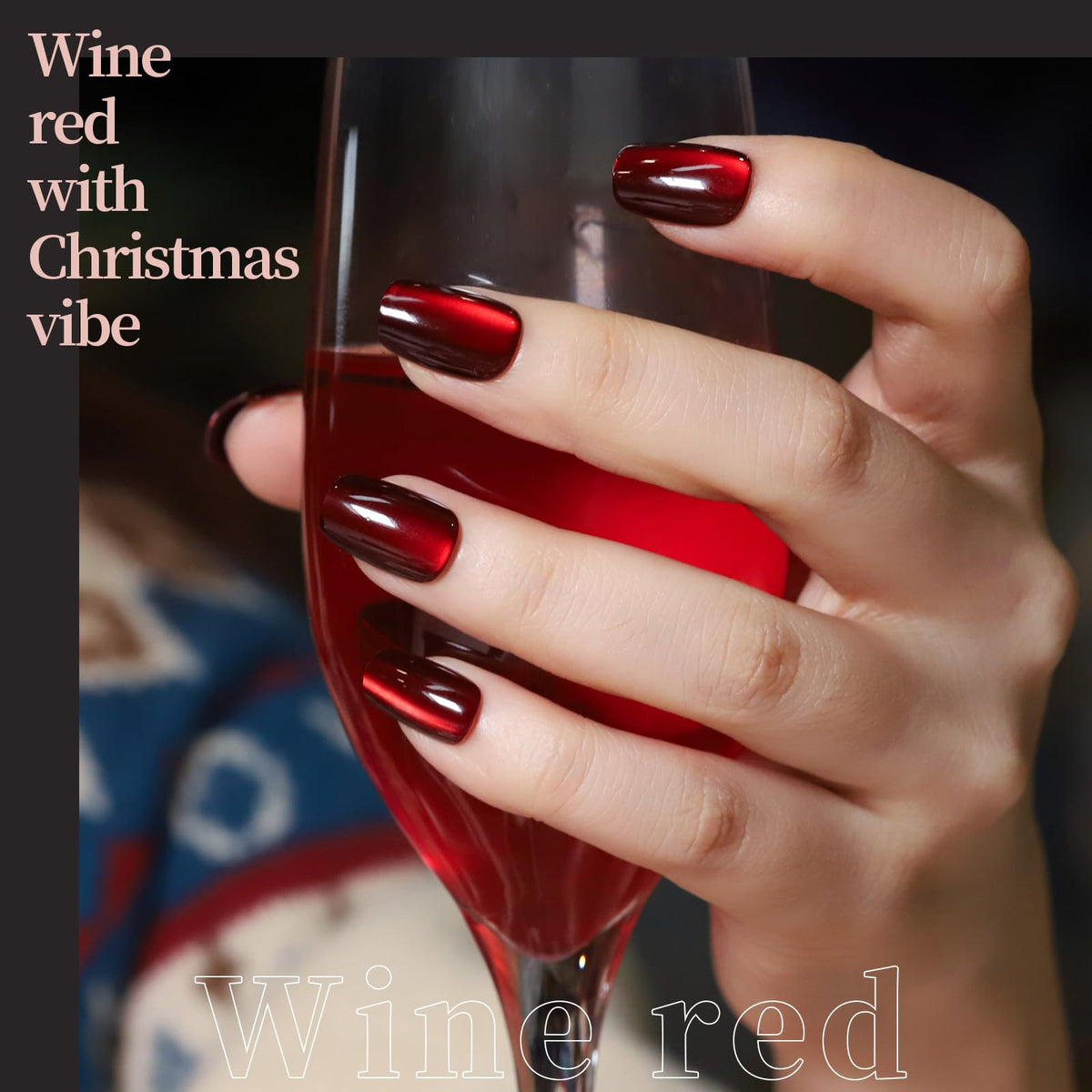 Fandamei cat eye reflective red nail catching light, creates striking depth and shine