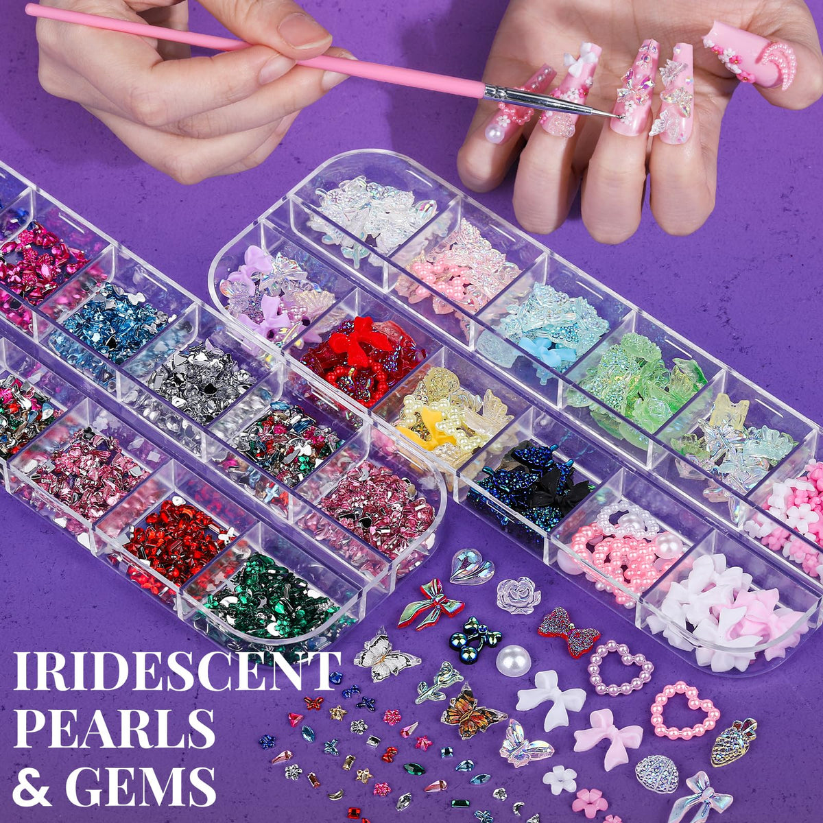 Fandamei boxes of 3D charms and rhinestones adding dimensional sparkle