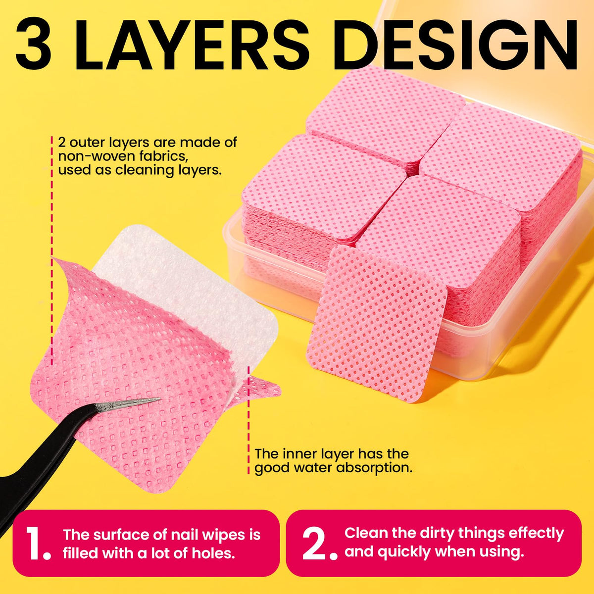 Fandamei soak-off clips and lint-free wipes detail for tidy removals