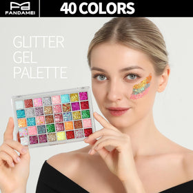 Fandamei close-up glitter gel texture and swatches, shows smooth easy application