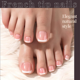 Fandamei French tip detail showing neat smile line and elegant natural finish