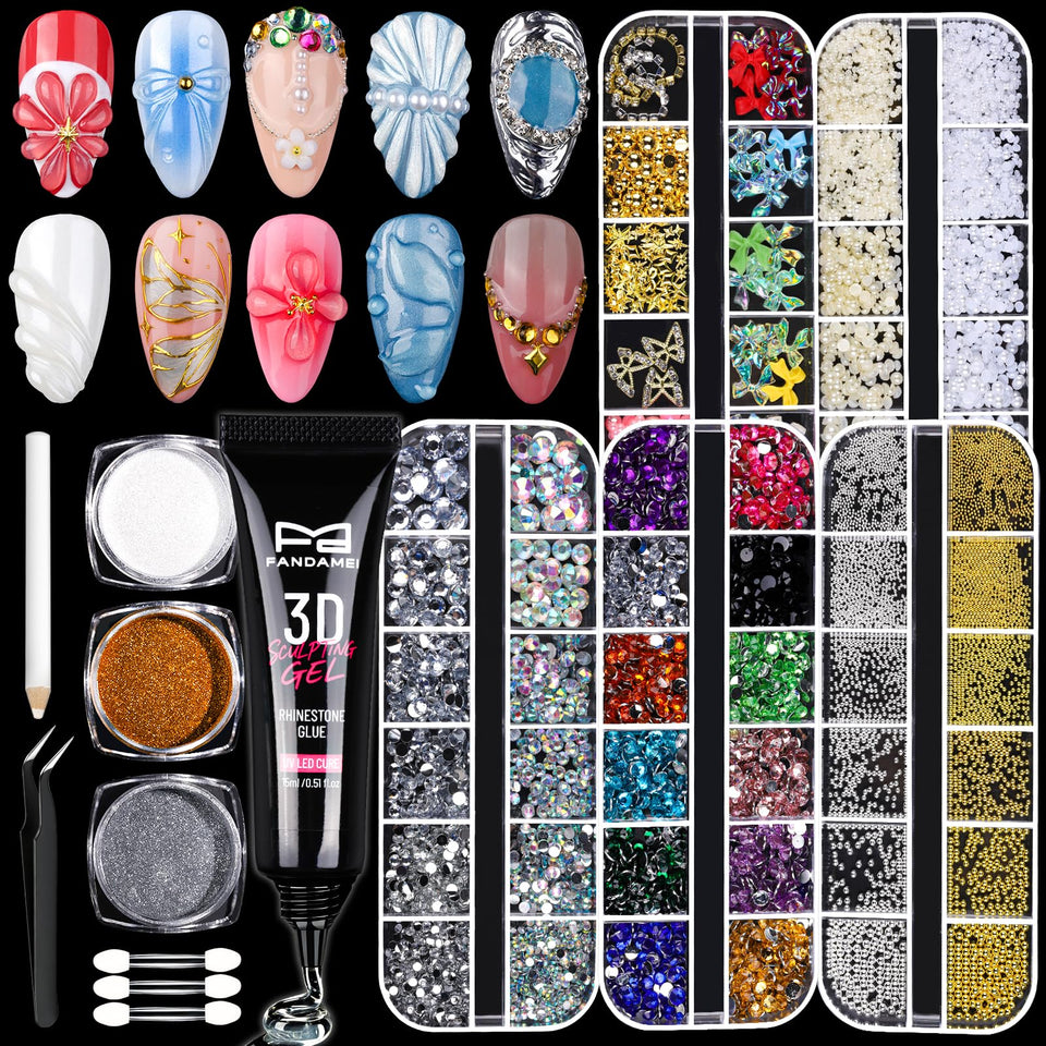 Fandamei front packaging showing full 3D gel kit for versatile DIY nail art