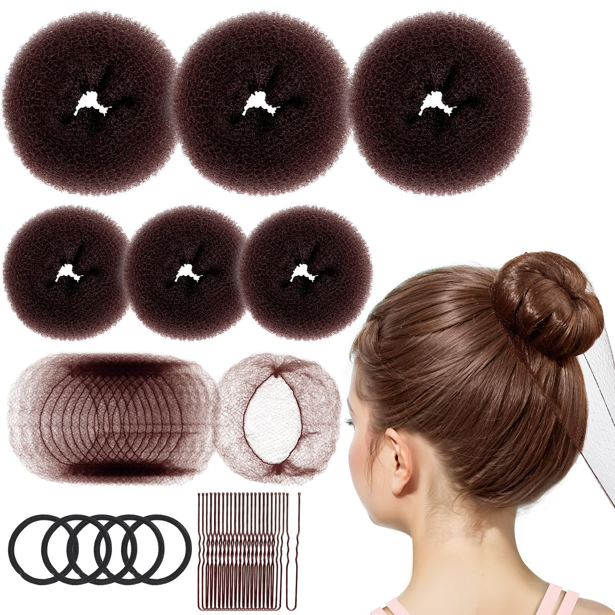 Fandamei front view of brown kids bun maker kit, convenient styling on the go