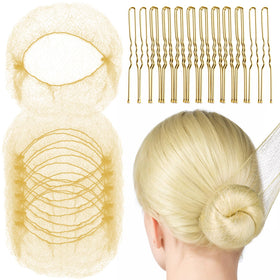 Fandamei front packaging of gold hair nets and pins showing contents, neat storage benefit