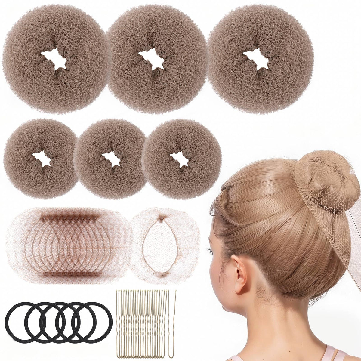 Fandamei front packaging showing tan brown kid bun kit, neat styling aid