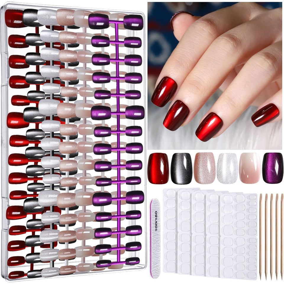 Fandamei front packaging showing all six nail styles and clip-on box, easy storage benefit