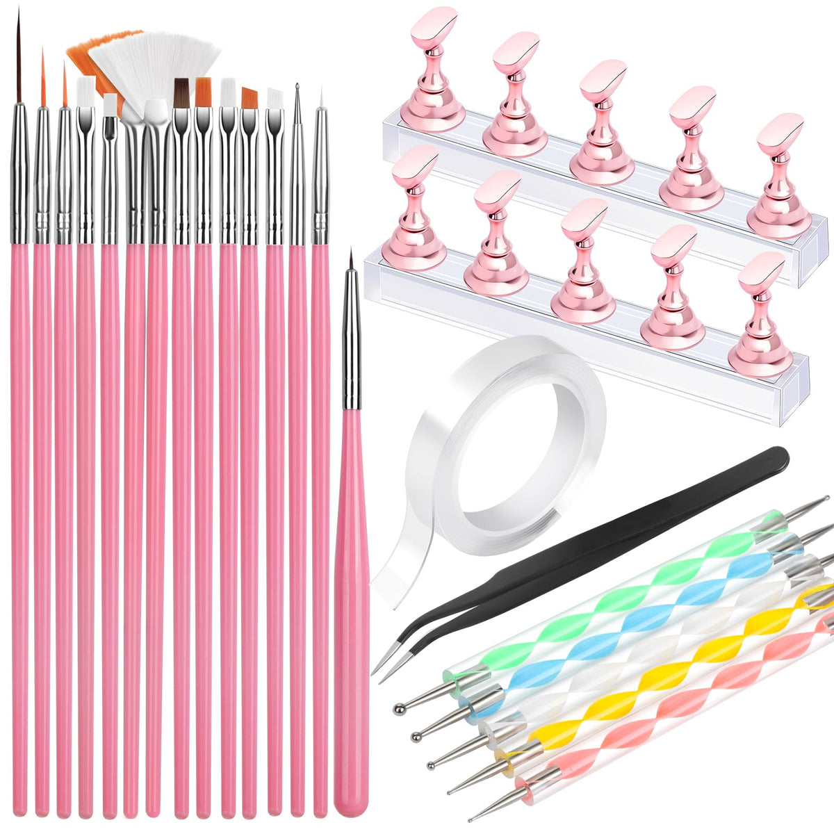 Fandamei front packaging showing full 20-piece nail art kit benefits