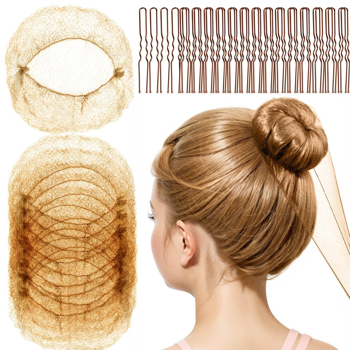 Fandamei front packaging showing 20 nets and 40 pins for neat buns