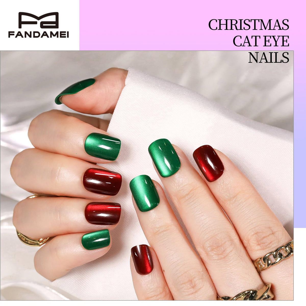 FANDAMEI glossy solid swatches on short round nails for a sleek polished appearance