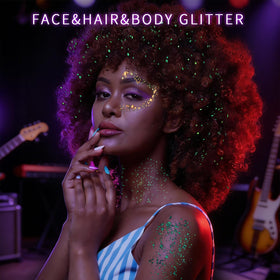 Fandamei hair glitter highlight showing streak effect and lasting shine benefit
