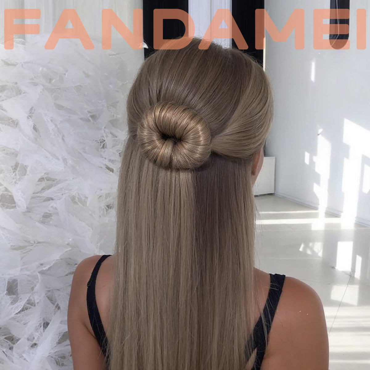Fandamei teen with half-bun demonstrating added volume and easy styling