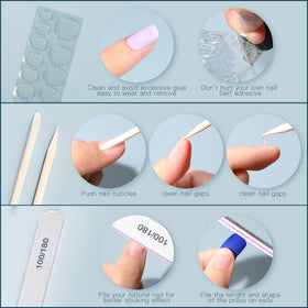 Fandamei nails in use on a model hand demonstrating natural short length comfort