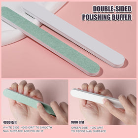 Fandamei tools in use on fingernails demonstrating gentle buffing technique