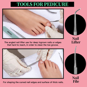 Fandamei ingrown toenail lifter with stainless toenail file showing lifting and shaping benefit