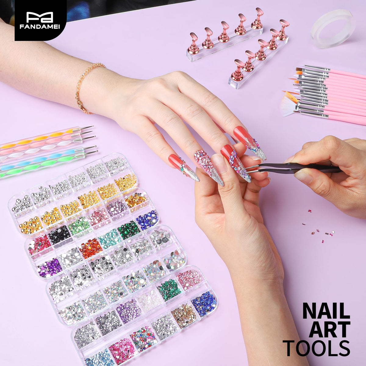 Fandamei lifestyle image of a hand using tools for polished designs
