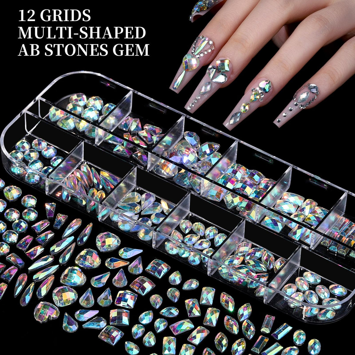 Fandamei manicure in use with gems applied, illustrating salon-style results at home