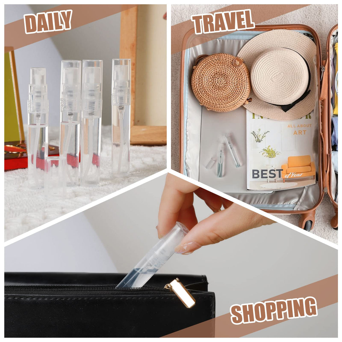 Fandamei bottles inside a travel pouch showing portability and organization