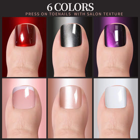 Fandamei lifestyle image of toes wearing nails in sandals showing instant polished pedicure