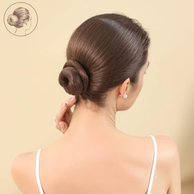Fandamei lifestyle image of woman wearing an updo showing comfortable everyday hold
