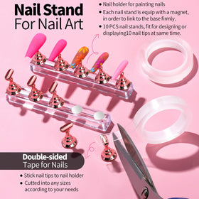 Fandamei magnetic nail stands linked to base for steady multitip painting