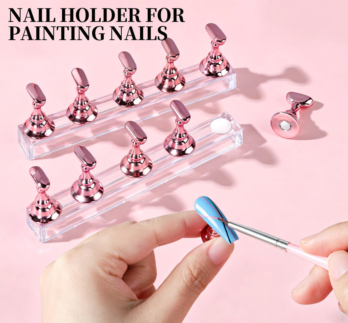 Fandamei mixing palette with magnetic nail stands for steady painting and blending