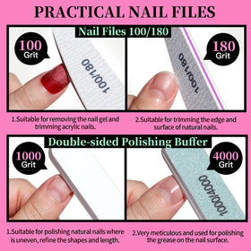 Fandamei close-up of 100/180 grit nail files showing coarse and fine edges for fast shaping