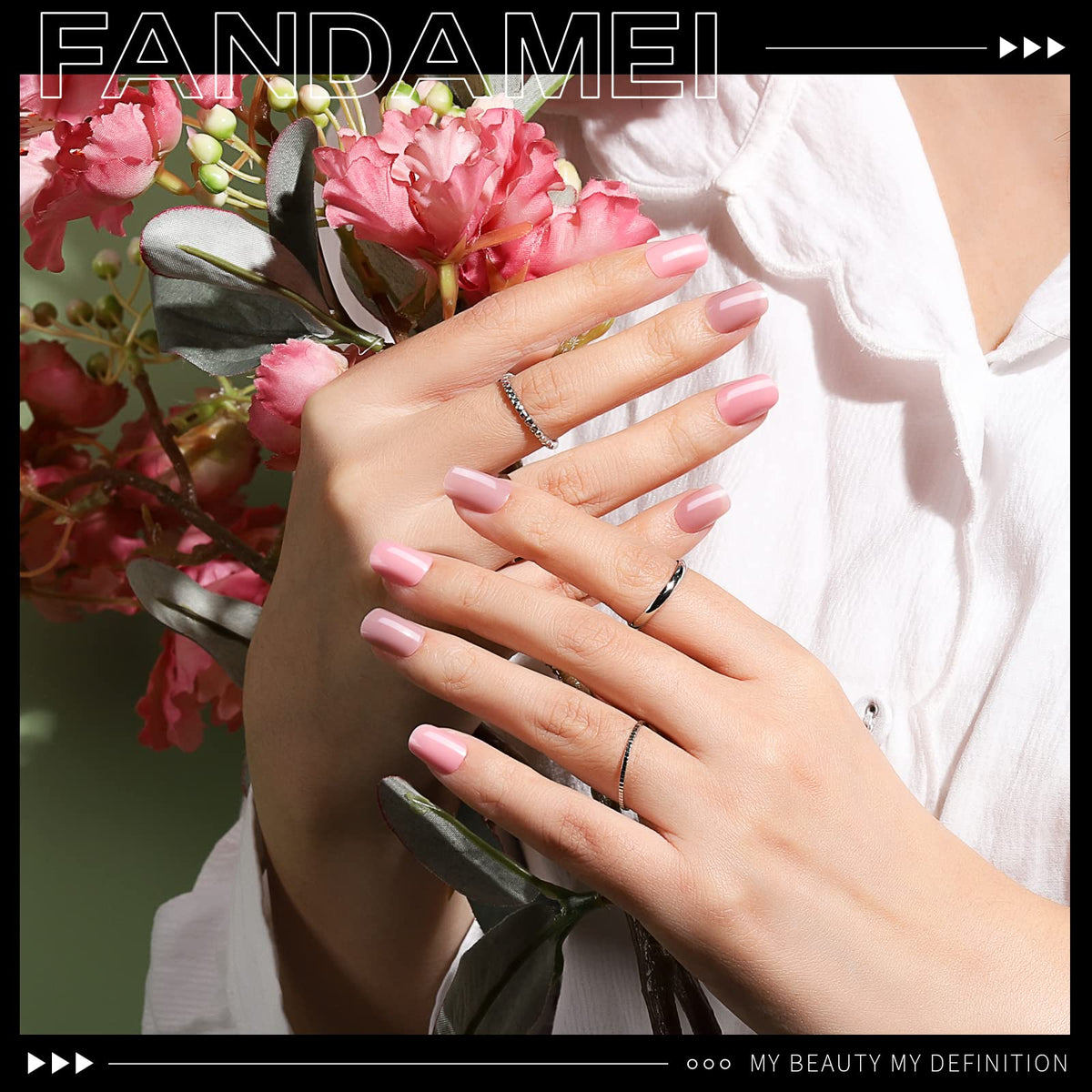Fandamei nail tip closeup highlighting short round shape and smooth glossy finish