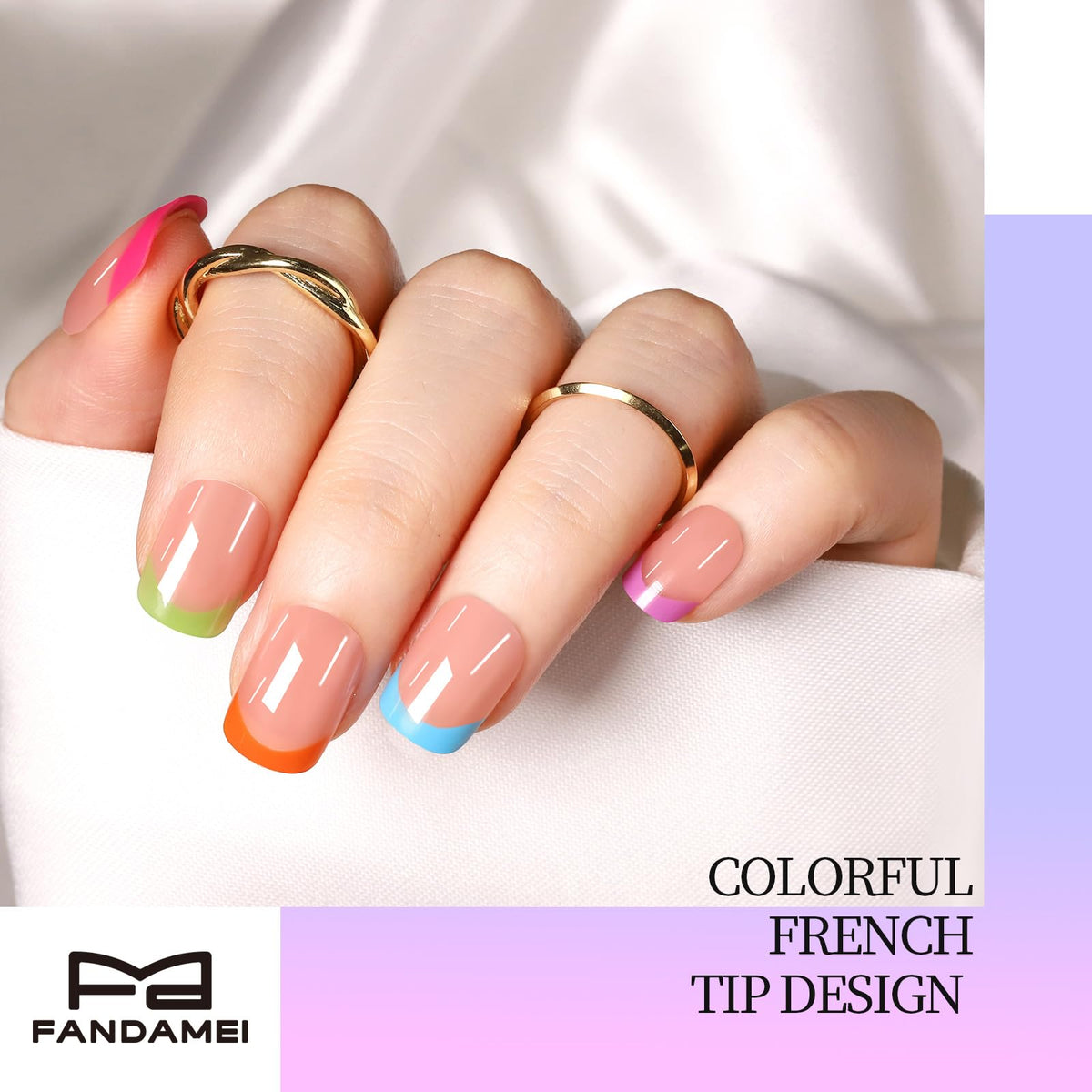 FANDAMEI nails worn at a party showing short round fit and festive, long-lasting shine