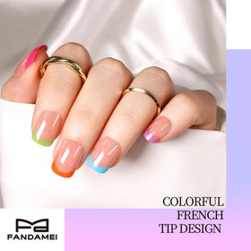 FANDAMEI nails worn at a party showing short round fit and festive, long-lasting shine