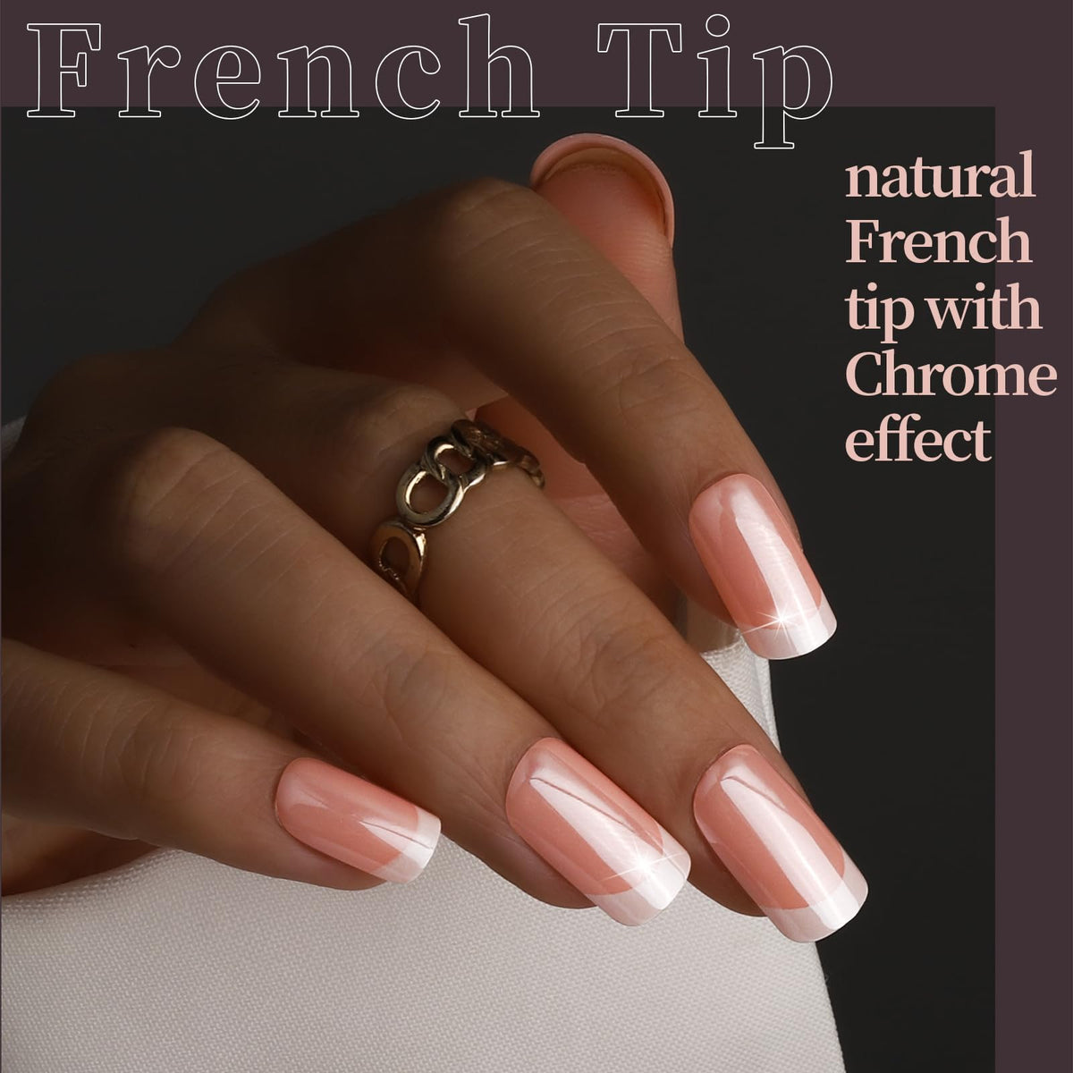 Fandamei ombre and french tip detail showing smooth gradient and modern classic contrast