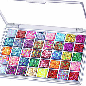 Fandamei palette top view showing all 40 gel glitter colors and convenience