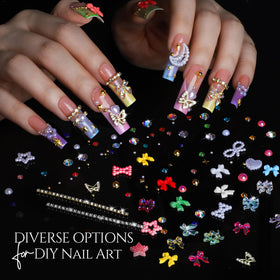 Fandamei clear AB and colorful rhinestones close-up for high-impact sparkle