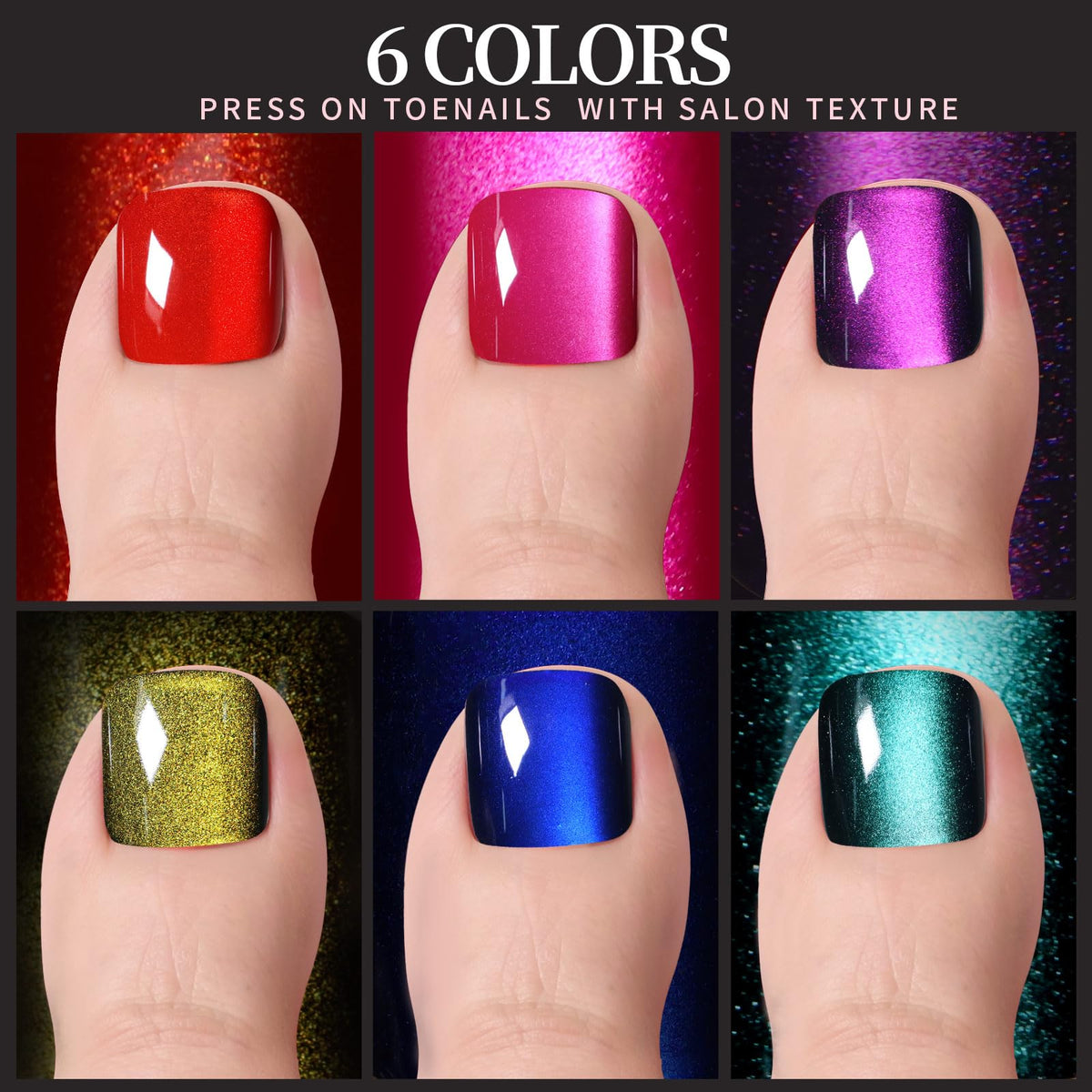 Fandamei six colors layout displaying all cat-eye shades for versatile style options