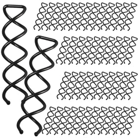Fandamei 50PCS spiral pins flat lay showing quantity and black finish for versatile styling