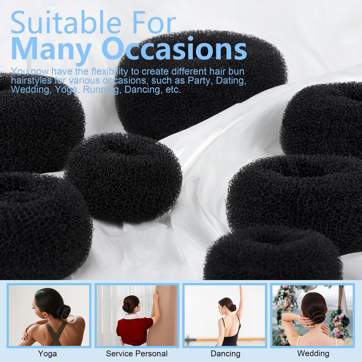 Fandamei top view of a wrapped bun highlighting neat finish and natural-looking volume