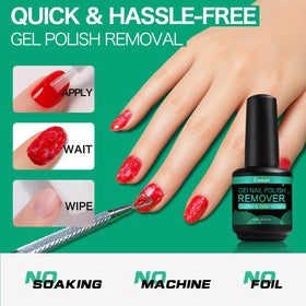 FANISN product in use removing gel polish quickly without foil soaking