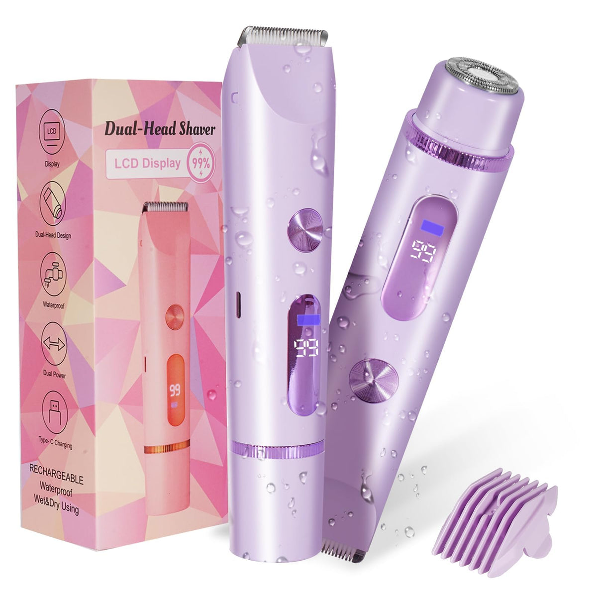 FANKRUAI front view of purple bikini trimmer showing compact design and portability