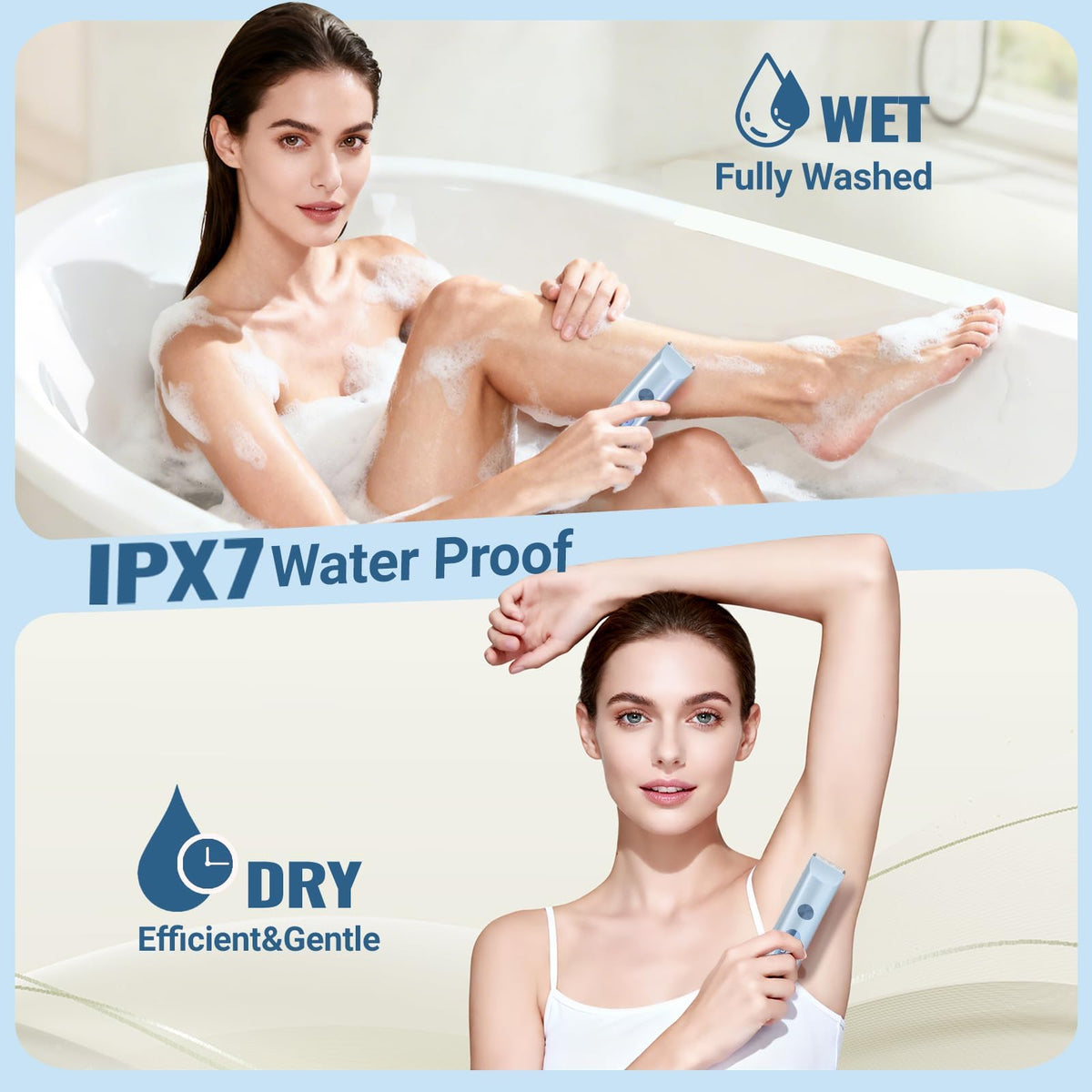 FANKRUAI trimmer being used in shower illustrating waterproof use and easy rinsing