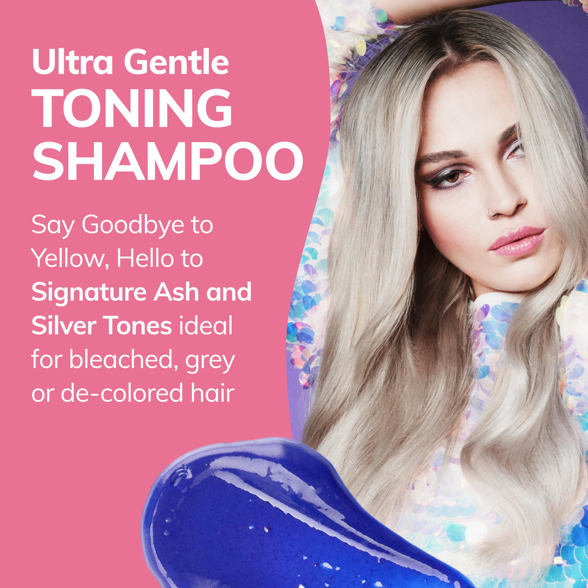 Fanola No Yellow sudsy shampoo texture demonstrating gentle lather and coverage