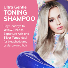 Fanola No Yellow sudsy shampoo texture demonstrating gentle lather and coverage